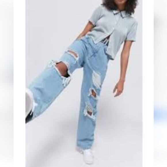 Urban Outfitters BDG High Rise Loose Baggy Oversized Distress Wide Leg Jeans 28 - Picture 12 of 12